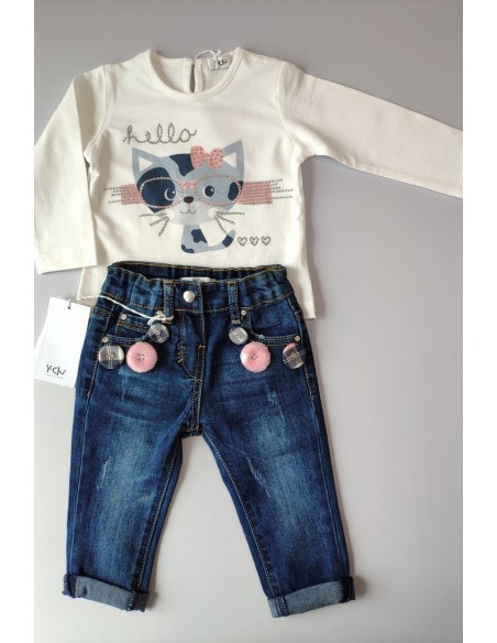 Camiseta bebé niña gatita de Y-CLÙ. Invierno 2019