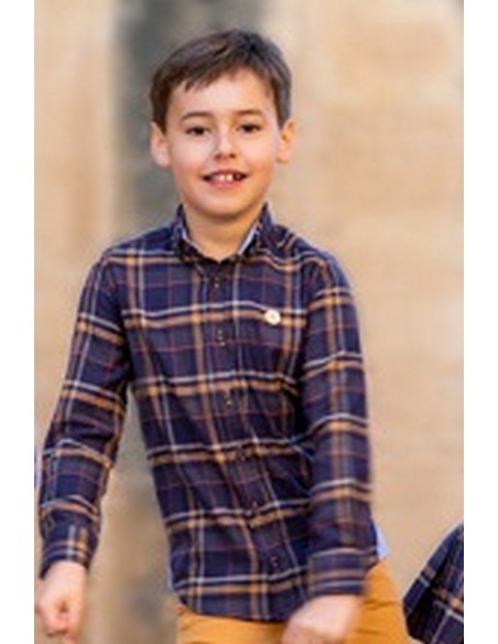 Camisa cuadros marino/mostaza de NACHETE. Invierno 2019.