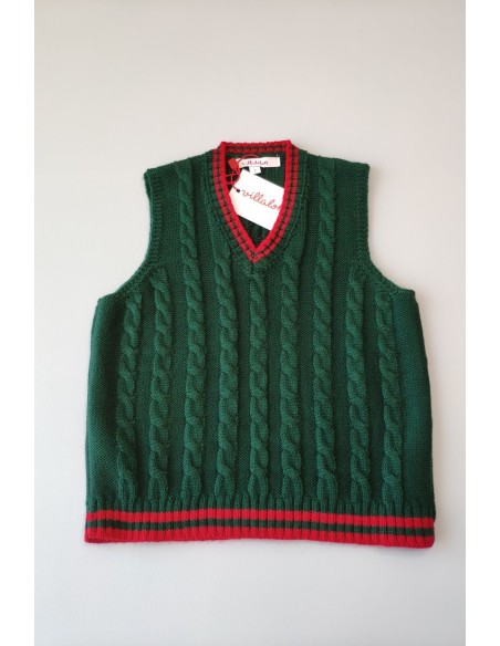 Chaleco ochos verde botella de VILLALOBOS. Invierno 2019