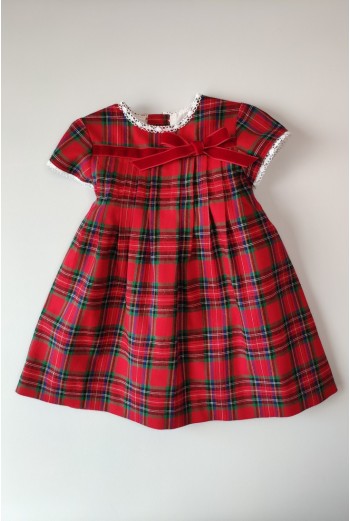 Vestido cuadros rojo jaretas de VILLALOBOS. Invierno 2019 2