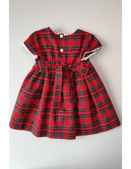 Vestido cuadros rojo jaretas de VILLALOBOS. Invierno 2019