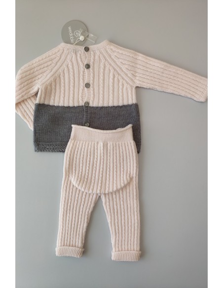 Conjunto jubón y polaina rosa/gris de WEDOBLE. Invierno 2019