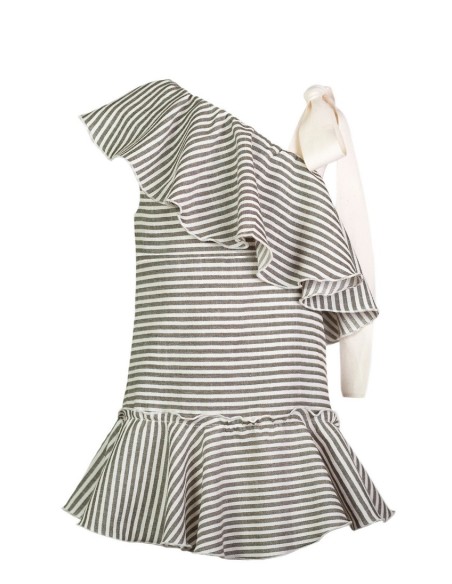 Vestido rayas con lazo hombro colección teeneager. Primavera 2020.
