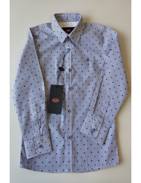 CAMISA NIÑO MANGA LARGA RAYAS DE BUGATTI.