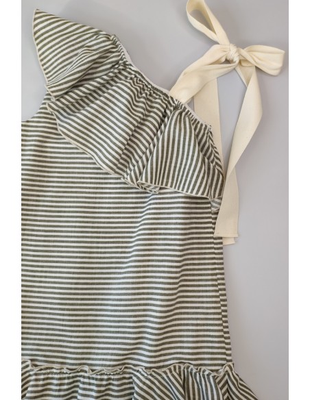 Vestido rayas con lazo hombro colección teeneager. Primavera 2020.
