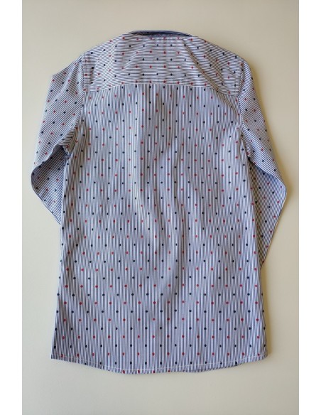 CAMISA NIÑO MANGA LARGA RAYAS DE BUGATTI.