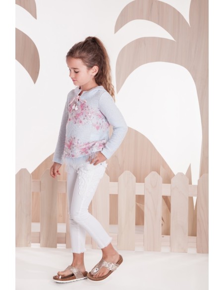 Sudadera niña celeste colección Arco Iris. Verano 2020.