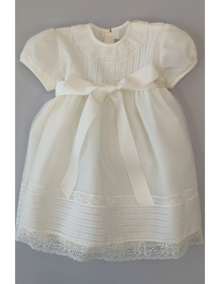 Vestido faldón corto Ceremonia seda. Modelo Raya.