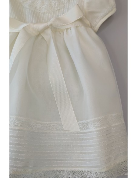 Vestido faldón corto Ceremonia seda. Modelo Raya.