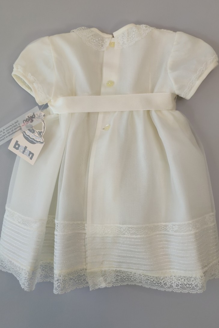Vestido faldón corto Ceremonia seda. Modelo Raya.