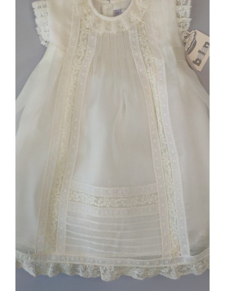 Vestido faldón corto Ceremonia seda natural. Modelo Isabel.