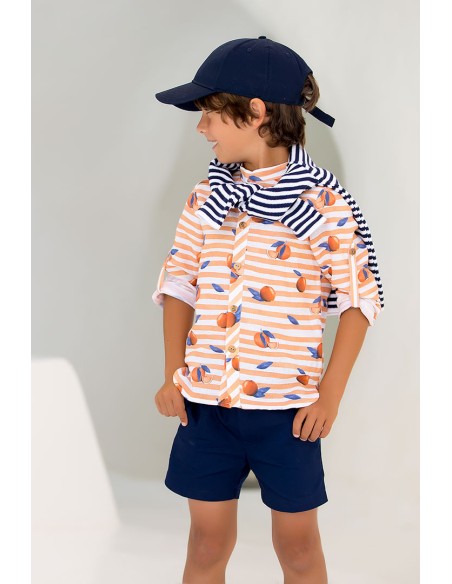 Camisa niño rayas colección Naranjas. KIDS CHOCOLATE.Verano 2020.