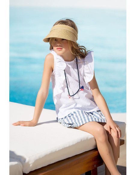 Blusón plumeti volantes colección Toile de jouy.KIDS CHOCOLATE.Verano 2020