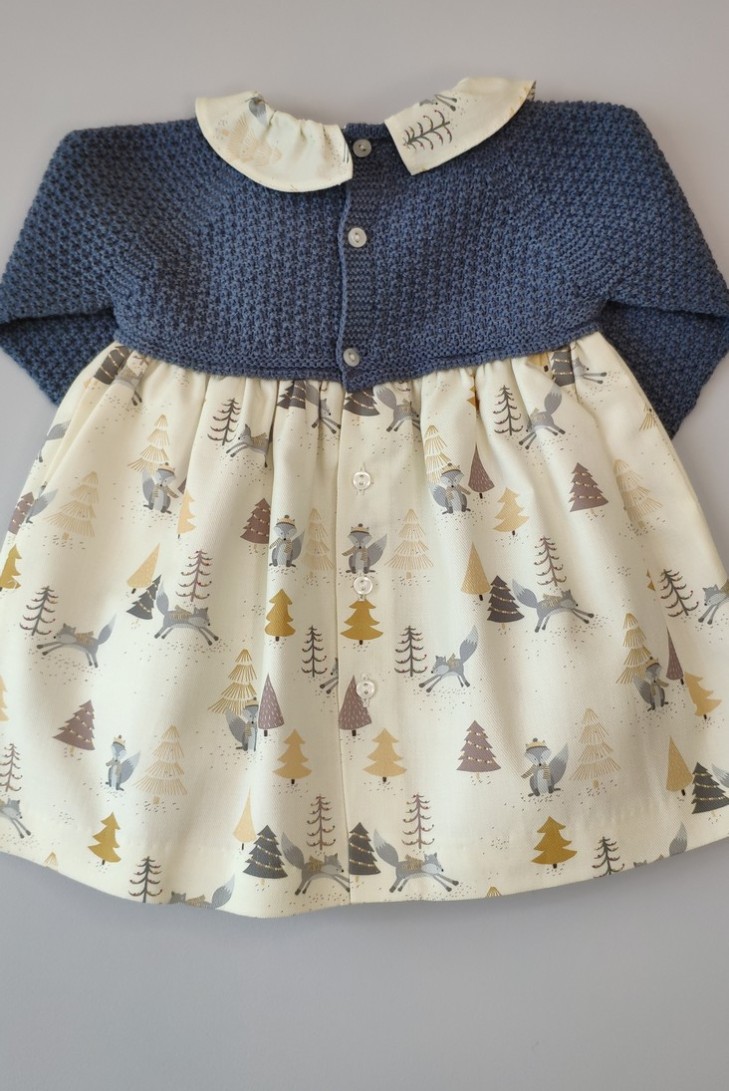 Vestido colección Fox DE PANGASA BABY, azul petróleo. Invierno 2020