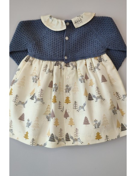 Vestido colección Fox DE PANGASA BABY, azul petróleo. Invierno 2020