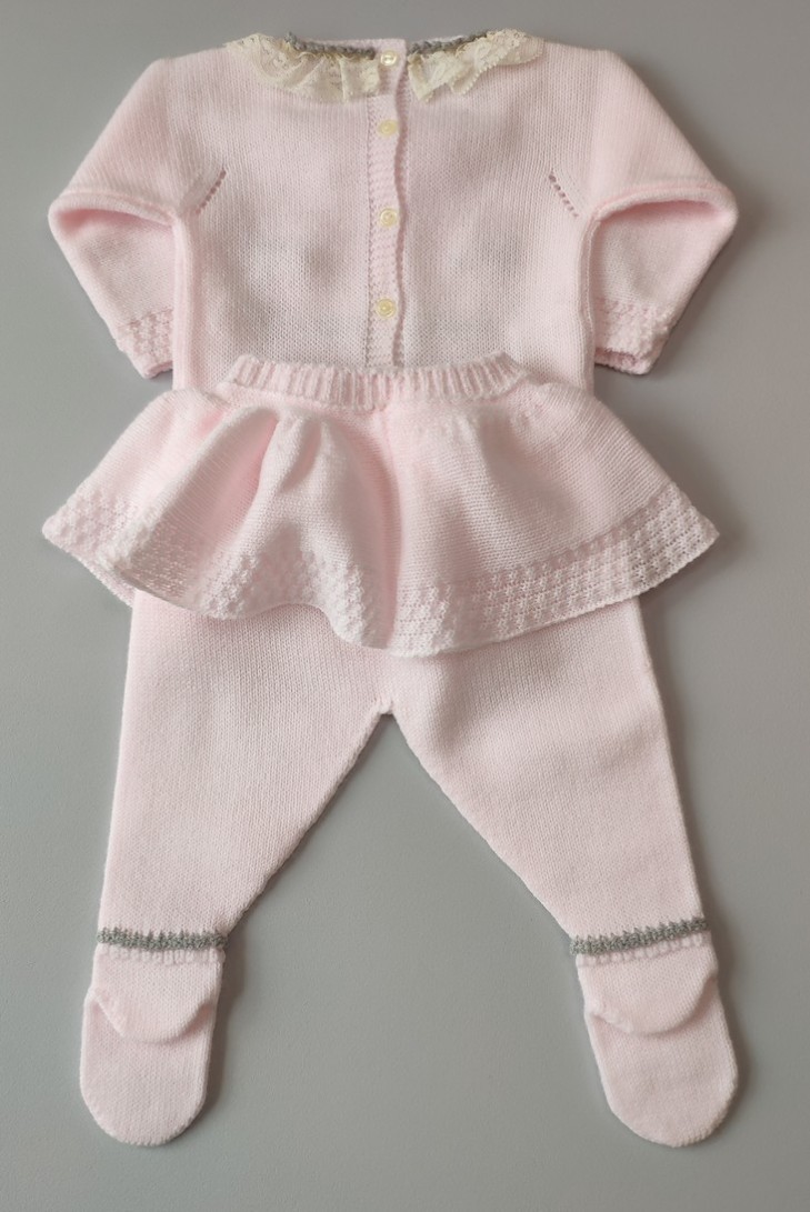 CONJUNTO JUBÓN Y POLAINA GATITA, ROSA/GRIS. INVIERNO 2020.
