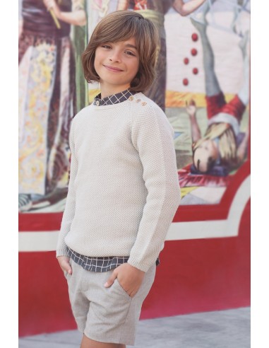 CAMISA NIÑO CUADRO GRIS, SQUARE. INVIERNO 20