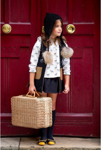 FALDA DE PANA NEGRA. KID'S CHOCOLATE.INVIERNO 20 2
