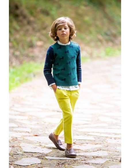 PANTALÓN UNISEX MICROPANA AMARILLO. KID'S CHOCOLATE.INVIERNO 20