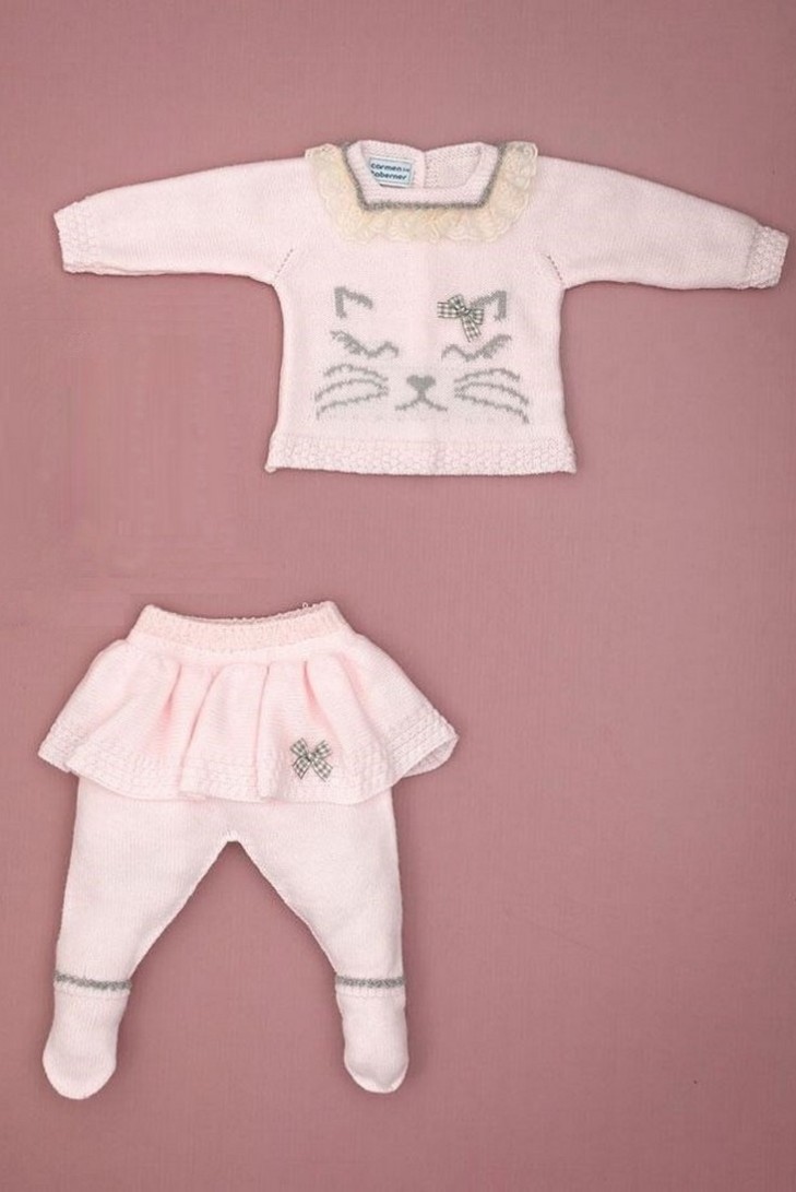 CONJUNTO JUBÓN Y POLAINA GATITA, ROSA/GRIS. INVIERNO 2020.