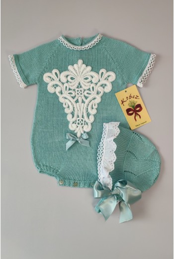 PELELE DE PUNTO UNISEX, VERDE AGUA. INCLUYE CAPOTA.VERANO