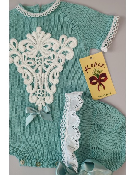 PELELE DE PUNTO UNISEX, VERDE AGUA. INCLUYE CAPOTA.VERANO