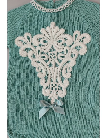 PELELE DE PUNTO UNISEX, VERDE AGUA. INCLUYE CAPOTA.VERANO