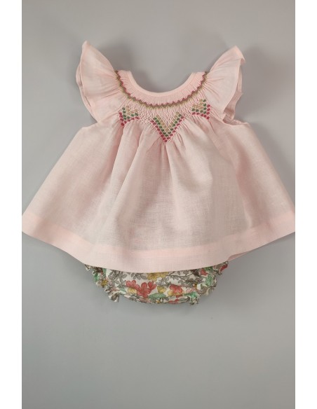 JESUSITO BORDADO SMOCK ROSA/FLORES. VERANO 21