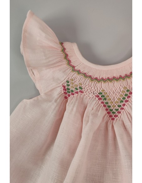 JESUSITO BORDADO SMOCK ROSA/FLORES. VERANO 21