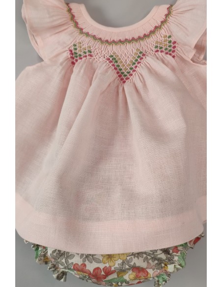 JESUSITO BORDADO SMOCK ROSA/FLORES. VERANO 21