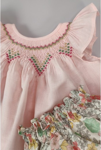 JESUSITO BORDADO SMOCK ROSA/FLORES. VERANO 21 2