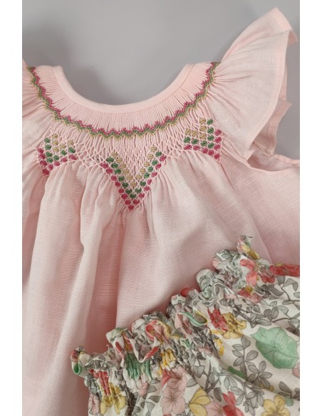 JESUSITO BORDADO SMOCK ROSA/FLORES. VERANO 21