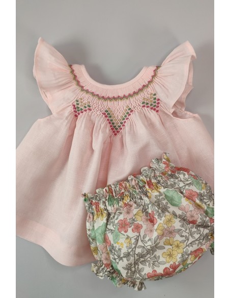 JESUSITO BORDADO SMOCK ROSA/FLORES. VERANO 21