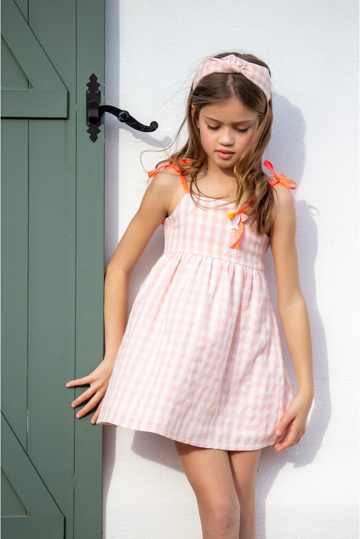 VESTIDO CUADROS CORAL. KID'S CHOCOLATE.VERANO 21