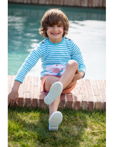 JERSEY RAYAS UNISEX TORTUGUITAS. KID'S CHOCOLATE.VERANO 21