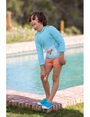 JERSEY RAYAS UNISEX TORTUGUITAS. KID'S CHOCOLATE.VERANO 21