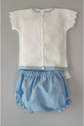 CONJUNTO NIÑO JERSEY MANGA CORTA Y BRAGUITA TEL VICHY. VERANO 21 2
