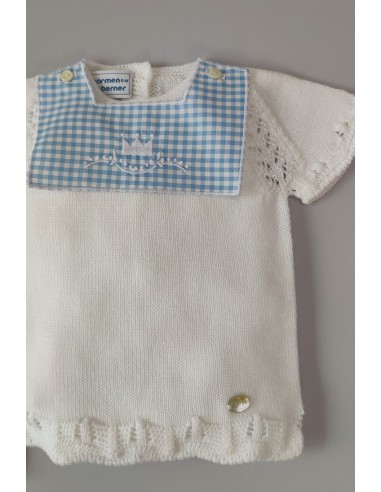JERSEY NIÑO CON CUBREPAÑAL VICHY,BLANCO/CELESTE NUDE. VERANO 21