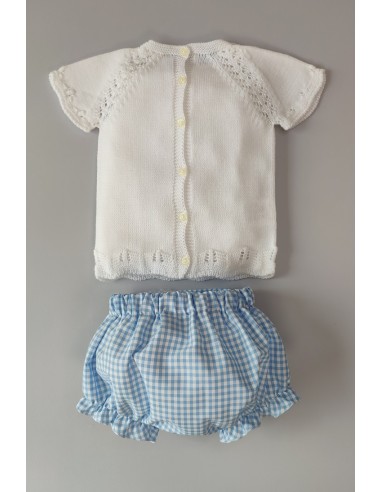 JERSEY NIÑO CON CUBREPAÑAL VICHY,BLANCO/CELESTE NUDE. VERANO 21