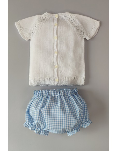 JERSEY NIÑO CON CUBREPAÑAL VICHY,BLANCO/CELESTE NUDE. VERANO 21