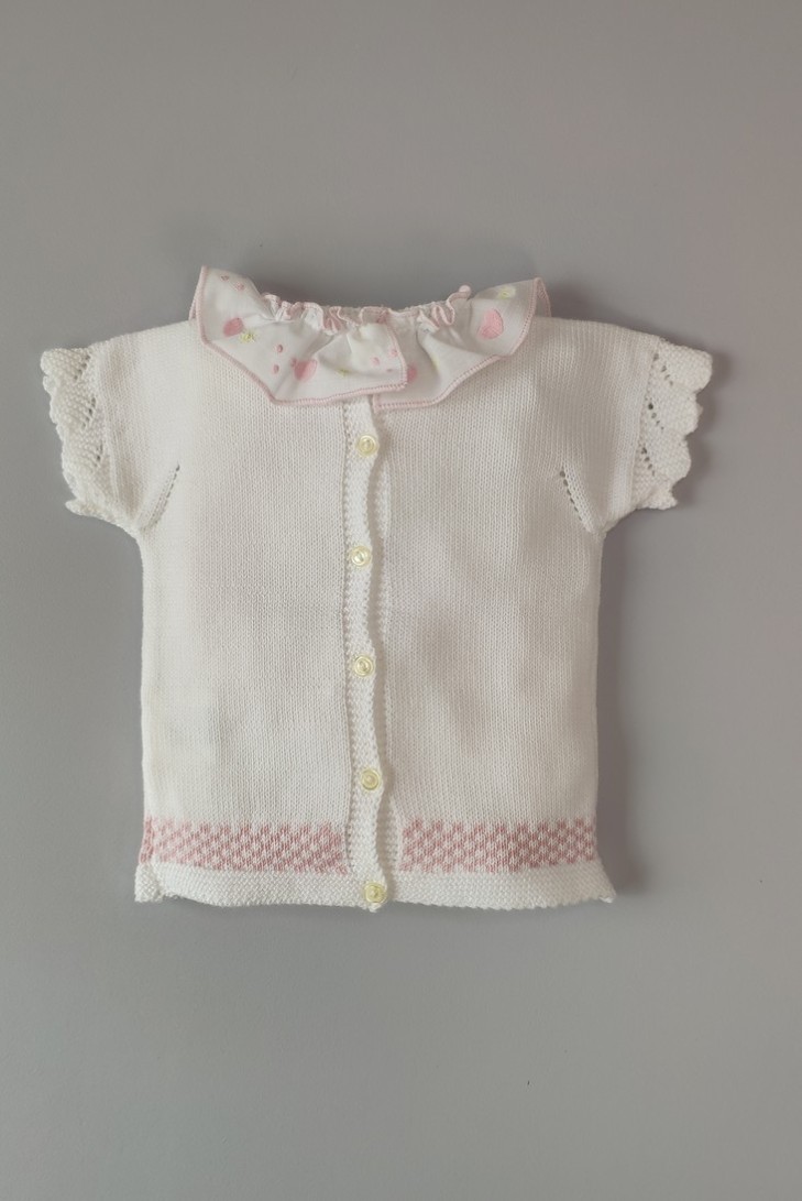 JERSEY NIÑA CON CUBREPAÑAL TIRANTES VICHY,BLANCO/ROSA NUDE. VERANO 21