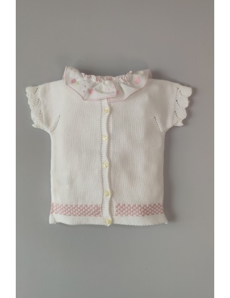 JERSEY NIÑA CON CUBREPAÑAL TIRANTES VICHY,BLANCO/ROSA NUDE. VERANO 21