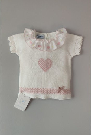 JERSEY NIÑA CON CUBREPAÑAL TIRANTES VICHY,BLANCO/ROSA NUDE. VERANO 21 2