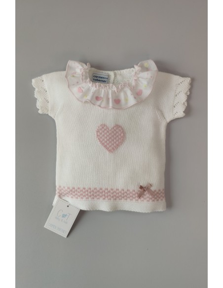 JERSEY NIÑA CON CUBREPAÑAL TIRANTES VICHY,BLANCO/ROSA NUDE. VERANO 21