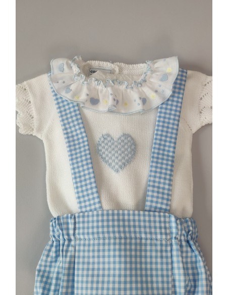 JERSEY NIÑO CON CUBREPAÑAL TIRANTES VICHY,BLANCO/CELESTE NUDE. VERANO 21