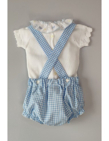 JERSEY NIÑO CON CUBREPAÑAL TIRANTES VICHY,BLANCO/CELESTE NUDE. VERANO 21