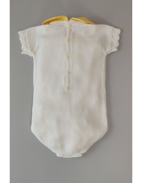 PELELE DE PUNTO CORAZÓN VICHY,BLANCO/AMARILLO. VERANO 21