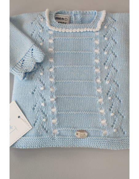 CONJUNTO JERSEY MANGA LARGA Y BRAGUITA TELA BODOQUES, CELESTE. VERANO 21