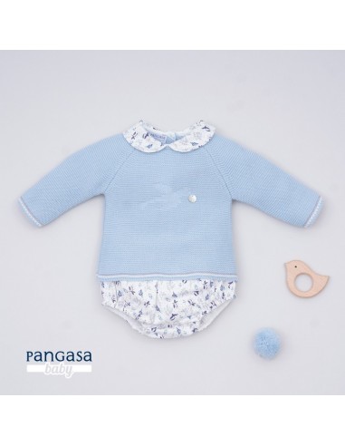 CONJUNTO NIÑO CUCO BIRD DE PANGASA BABY,CELESTE EMPOLVADO. INVIERNO 21