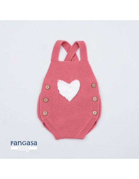 PETO UNISEX SWEET HEART DE PANGASA BABY, CORAL.PUNTO GRUESO.INVIERNO 21.